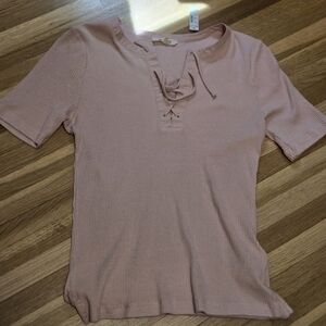 Madewell Blush Lace-Up Tshirt